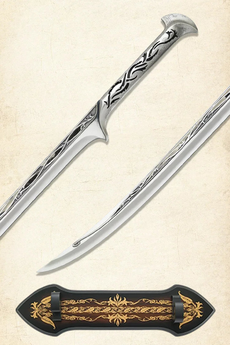 Elven King Thranduil sword replica with leather-wrapped scabbard