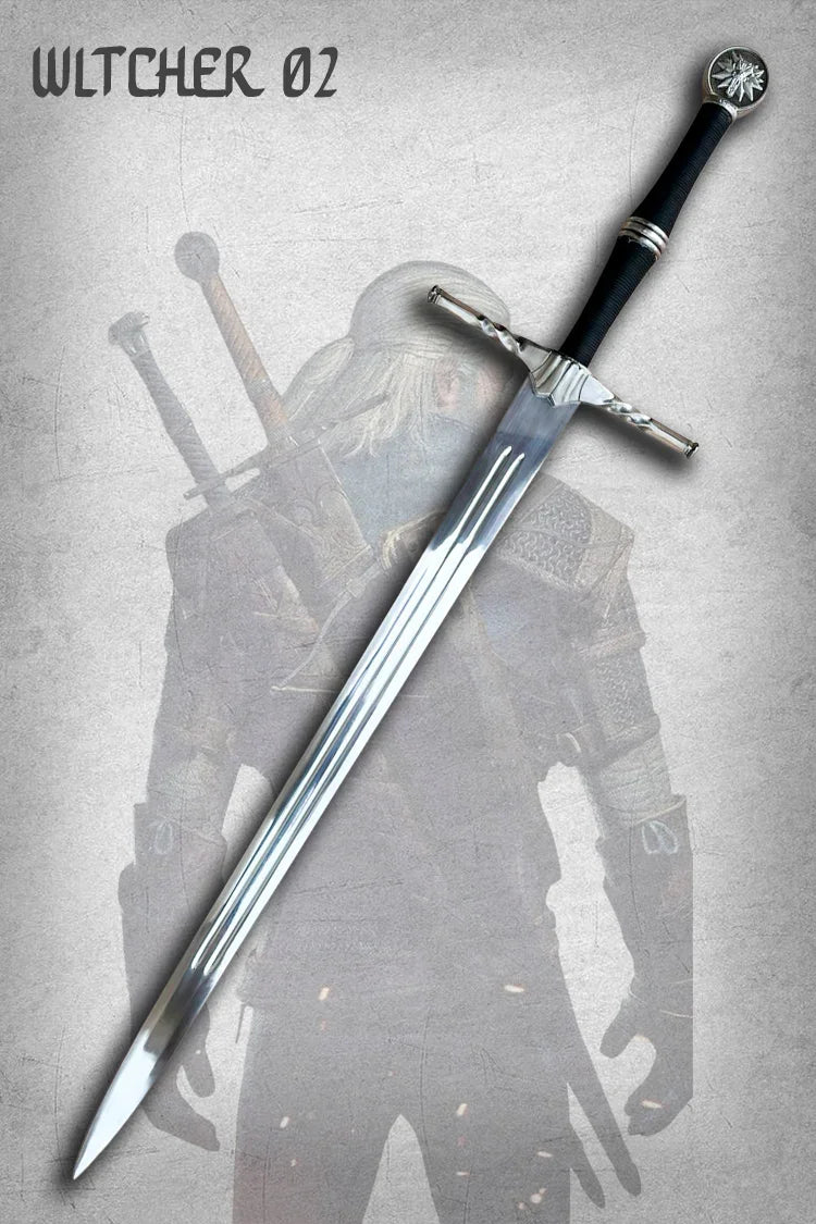 Authentic Witcher Sword replica, battle ready silver and steel swords for collectors and fans
