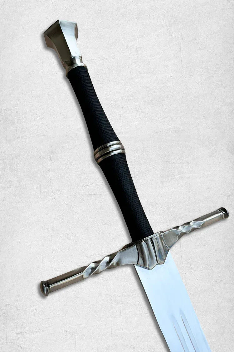 Hand forged Witcher Silver Sword replica, high carbon steel fantasy sword for collectors and cosplay