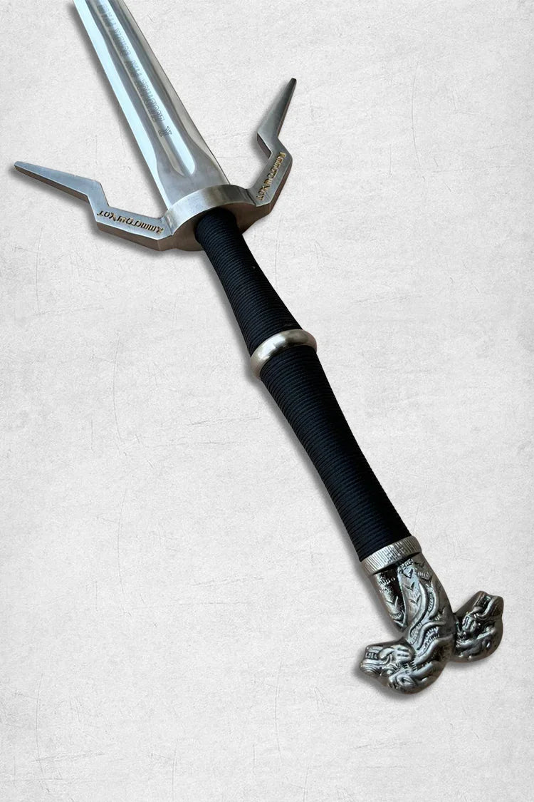 Hand forged Witcher Silver Sword replica, high carbon steel fantasy sword for collectors and cosplay